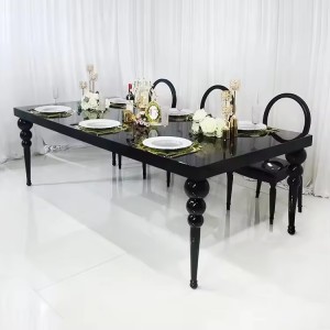 Stainless Steel Banquet Table Rectangle Black MDF Wedding Table for Event Party