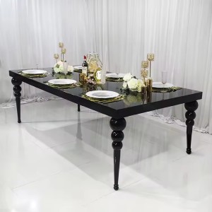 Stainless Steel Banquet Table Rectangle Black MDF Wedding Table for Event Party