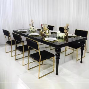 Stainless Steel Banquet Table Rectangle Black MDF Wedding Table for Event Party