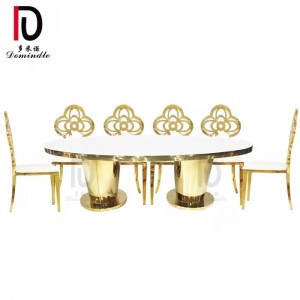 Dubai banquet stainless steel frame MDF top gold wedding dining table