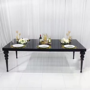 Stainless Steel Banquet Table Rectangle Black MDF Wedding Table for Event Party