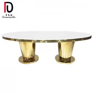 Dubai banquet stainless steel frame MDF top gold wedding dining table