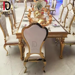 Royal gold middle east stainless steel cucurbit leg MDF top wedding banquet table