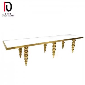 Dubai design gold stainless steel frame MDF top wedding dining table